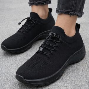 Comfort Wear Women's Black Knit Sneakers Size 8